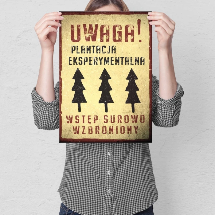 Plakat metalowy Plantacja eksperymentalna Prezent