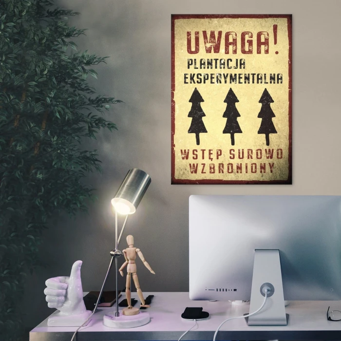 Plakat metalowy Plantacja eksperymentalna Prezent