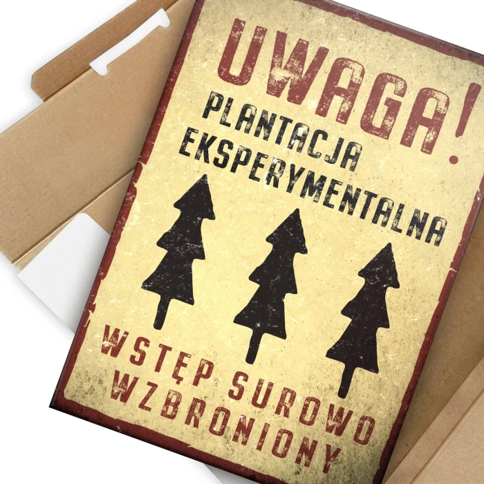 Plakat metalowy Plantacja eksperymentalna Prezent