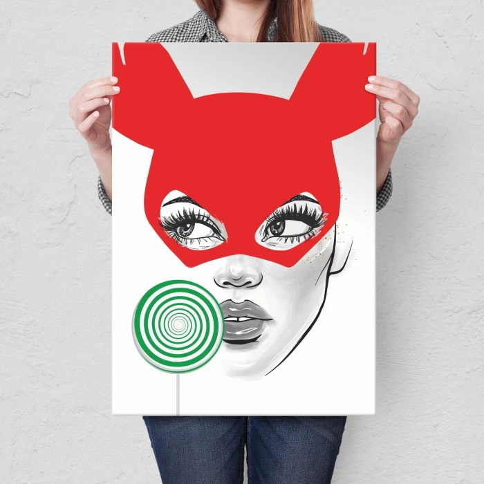 Plakat metalowy Rendierwoman Prezent