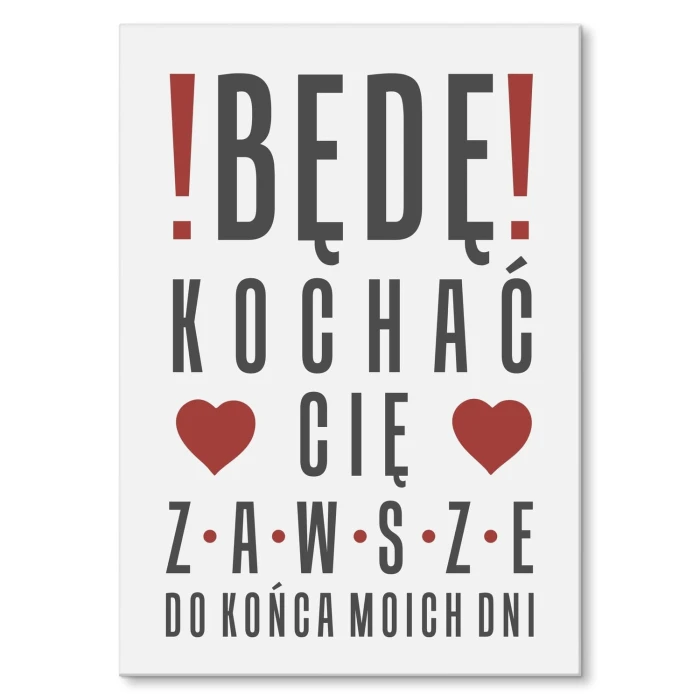 Plakat metalowy będę kochać cię zawsze Prezent