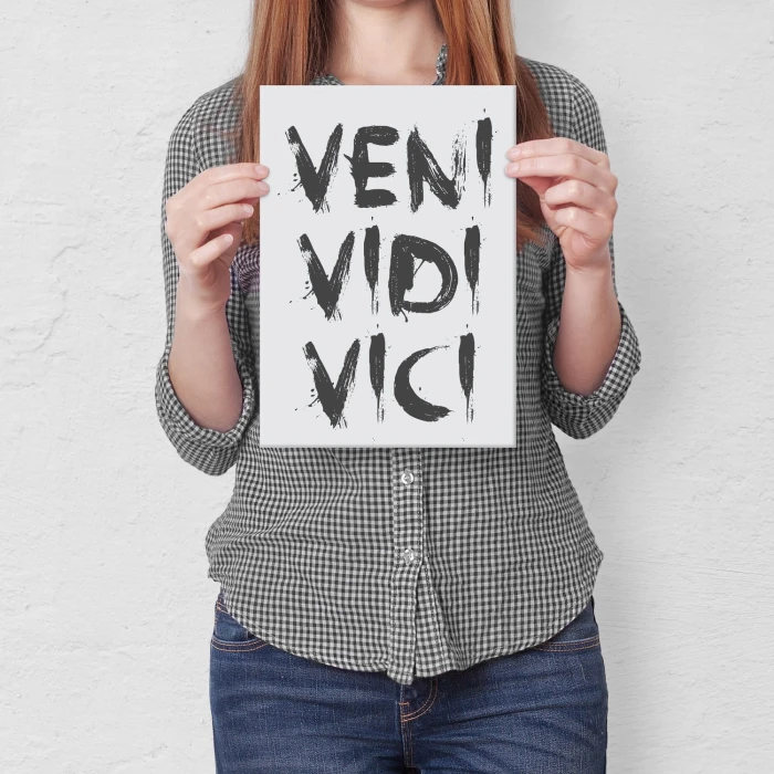 Plakat metalowy Veni vidi vici Prezent