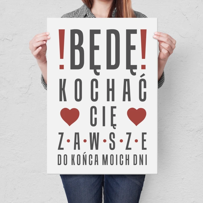 Plakat metalowy będę kochać cię zawsze Prezent