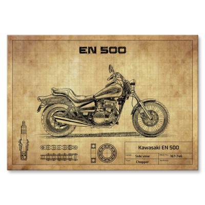Plakat metalowy Kawasaki EN 500 Prezent
