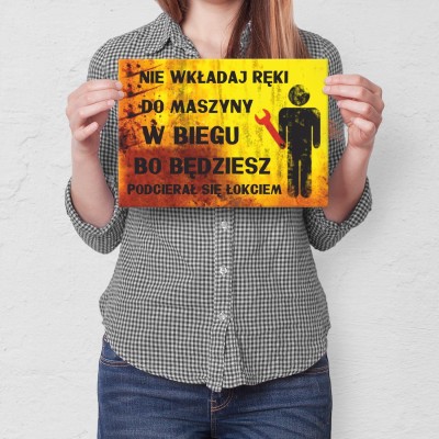 Plakat metalowy Nie wkładaj ręki Prezent