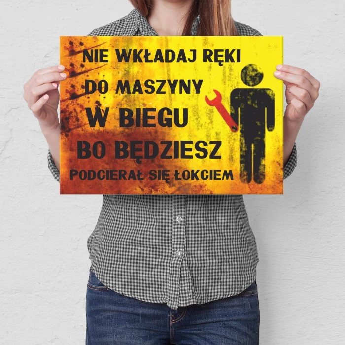 Plakat metalowy Nie wkładaj ręki Prezent