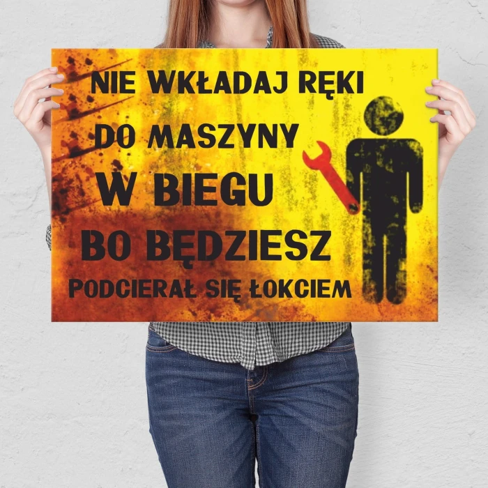 Plakat metalowy Nie wkładaj ręki Prezent