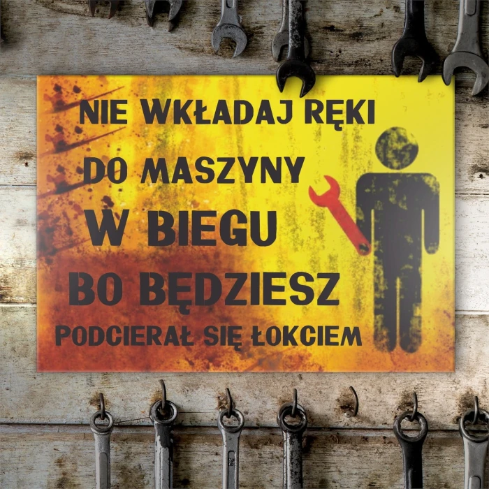 Plakat metalowy Nie wkładaj ręki Prezent