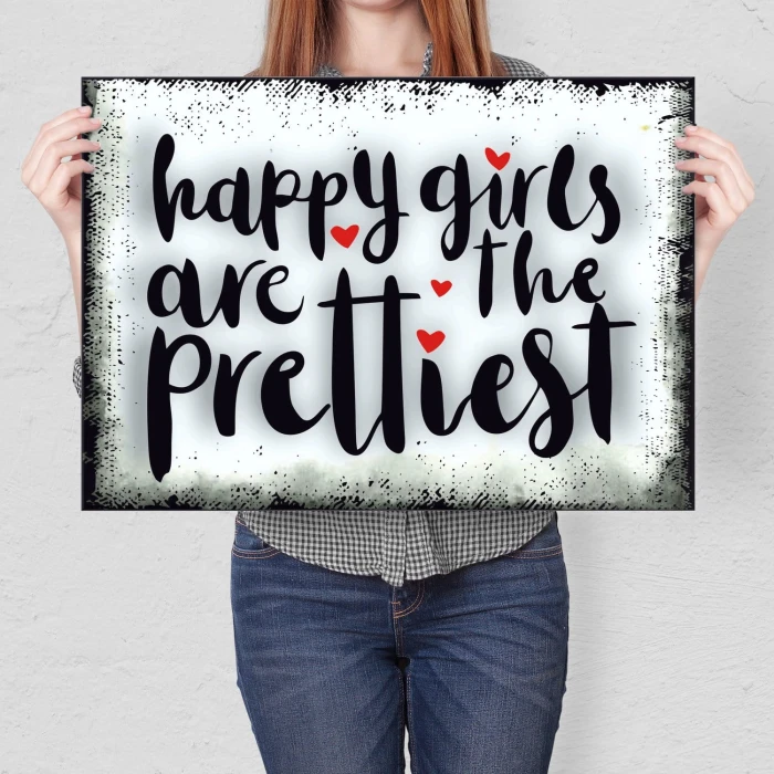 Plakat metalowy happy girls are prettiest Prezent