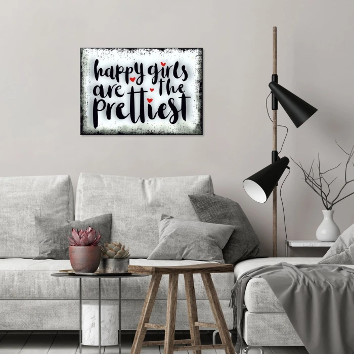 Plakat metalowy happy girls are prettiest Prezent