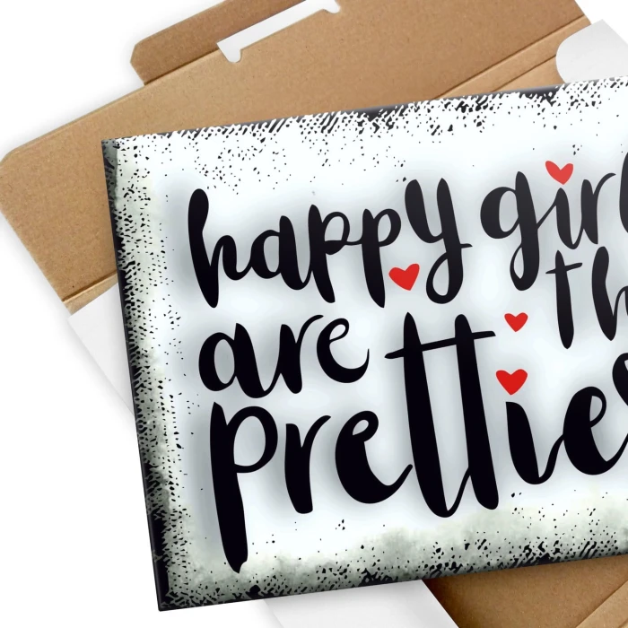 Plakat metalowy happy girls are prettiest Prezent