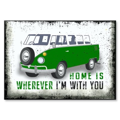 Plakat metalowy home is car Prezent