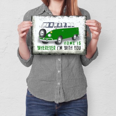 Plakat metalowy home is car Prezent