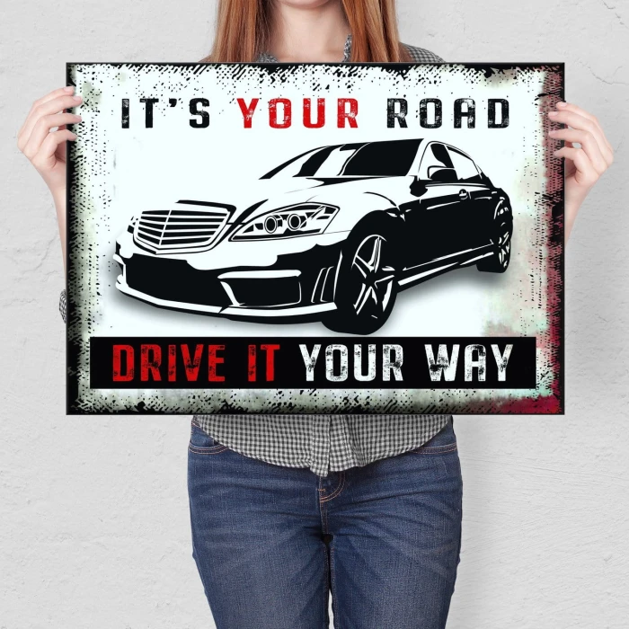 Plakat metalowy IT IS YOUR ROAD MERC Prezent