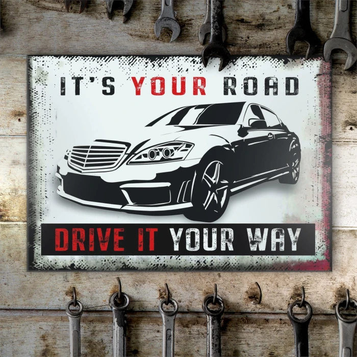 Plakat metalowy IT IS YOUR ROAD MERC Prezent