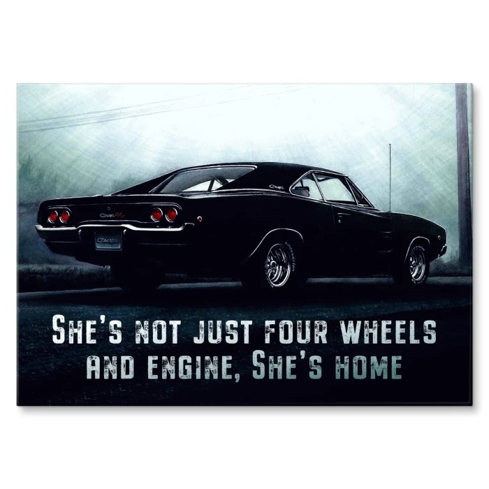 Plakat metalowy she is home Prezent