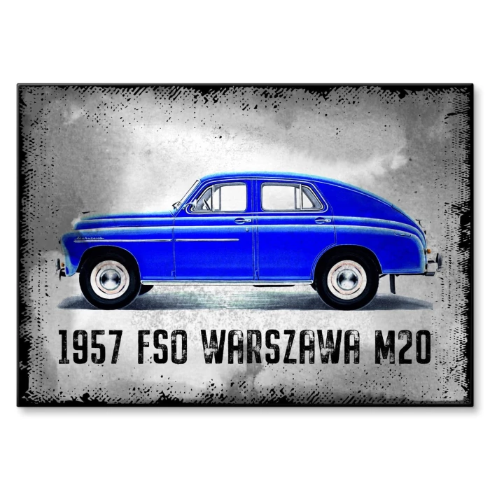 Plakat metalowy 1957 FSO WARSZAWA M20-57 Prezent