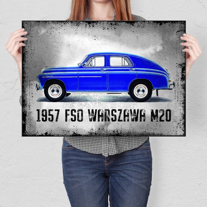 Plakat metalowy 1957 FSO WARSZAWA M20-57 Prezent