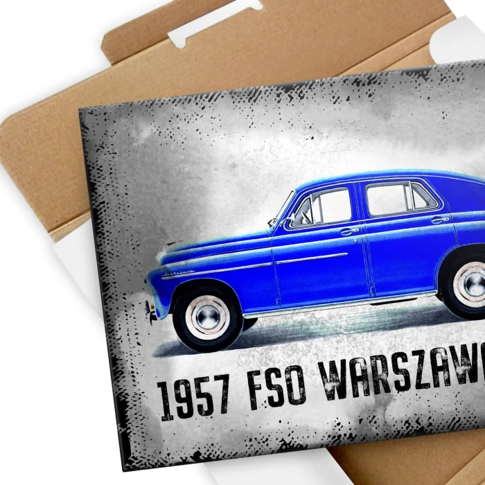 Plakat metalowy 1957 FSO WARSZAWA M20-57 Prezent