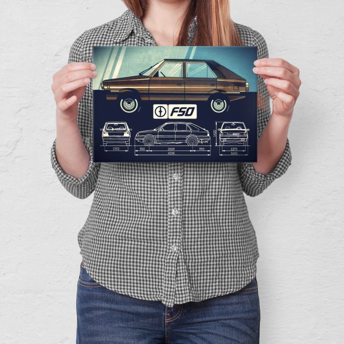 Plakat metalowy fso polonez Prezent