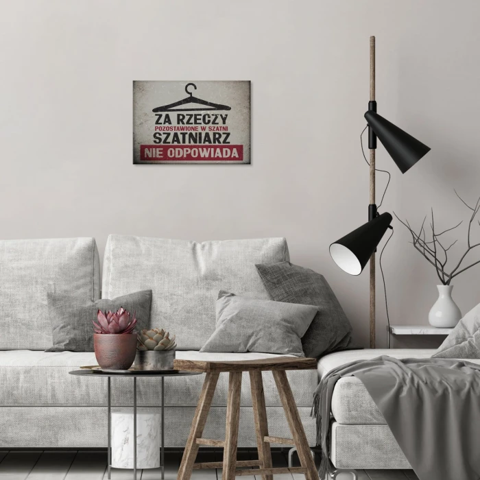 Plakat metalowy szatniarz nie odpowiada Prezent