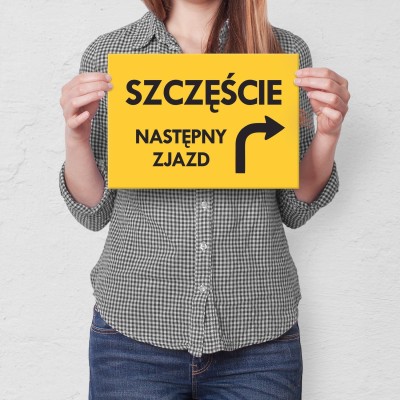Plakat metalowy szczęście następny zjazd Prezent