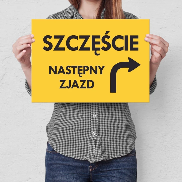 Plakat metalowy szczęście następny zjazd Prezent