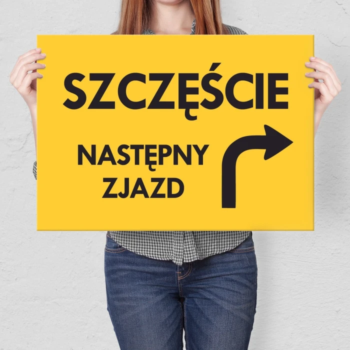 Plakat metalowy szczęście następny zjazd Prezent