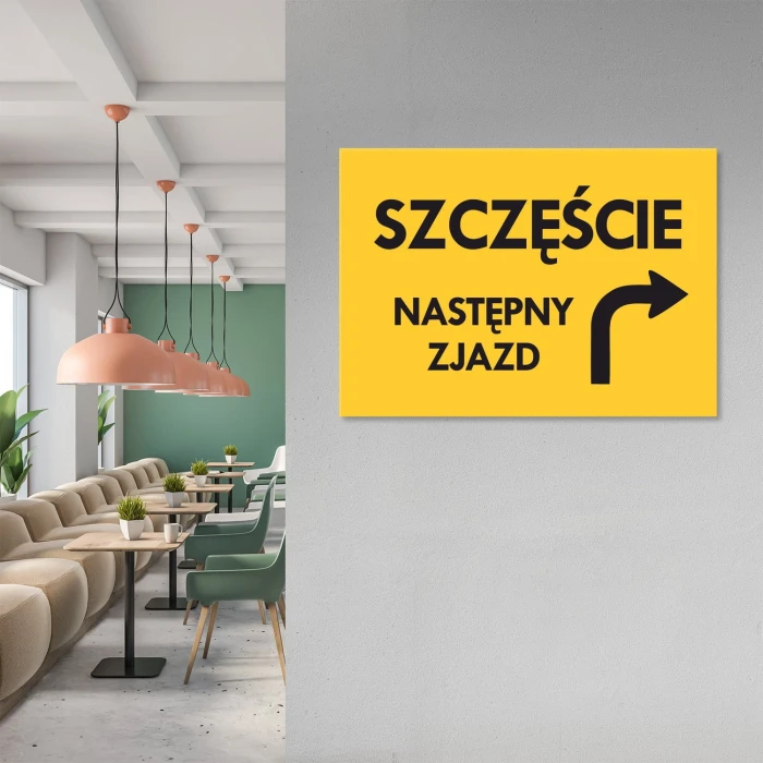 Plakat metalowy szczęście następny zjazd Prezent
