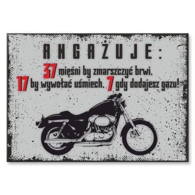 Plakat metalowy Motocykl angażuje Prezent