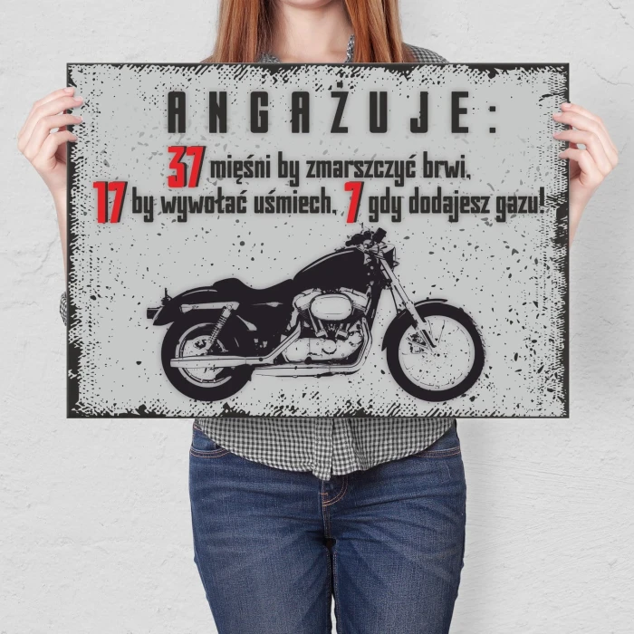 Plakat metalowy Motocykl angażuje Prezent