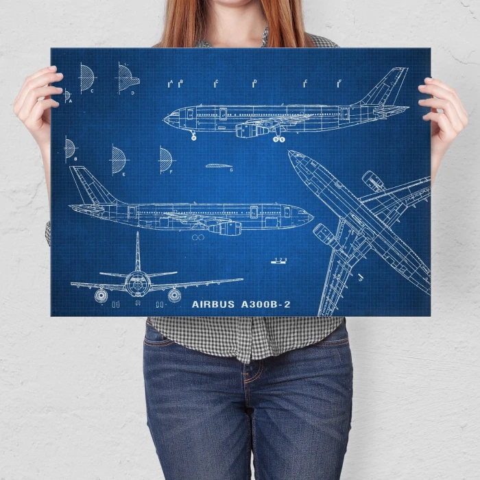 Plakat metalowy Samolot Airbus A300 Prezent