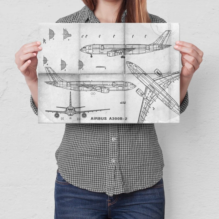 Plakat metalowy Samolot Airbus A300 Prezent