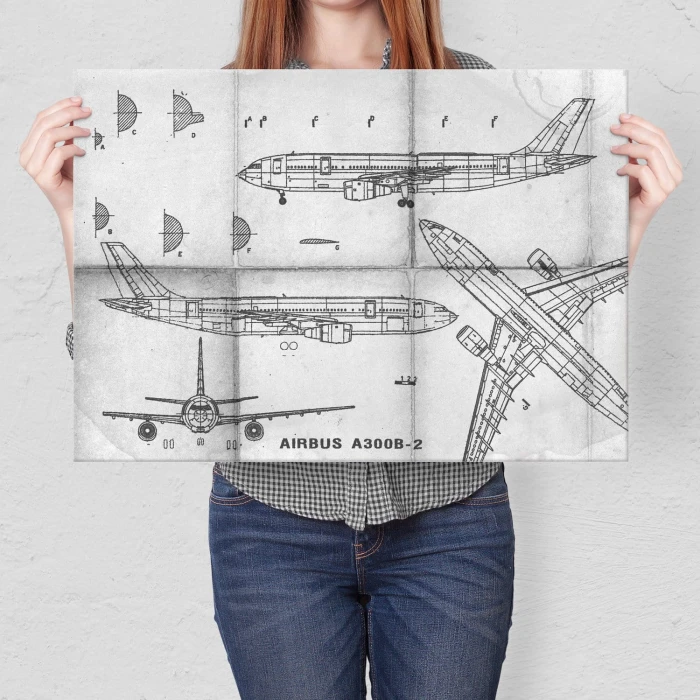 Plakat metalowy Samolot Airbus A300 Prezent
