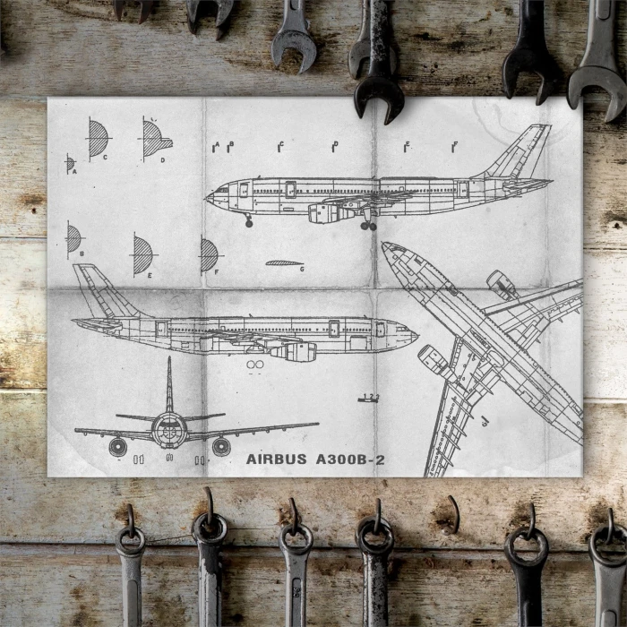 Plakat metalowy Samolot Airbus A300 Prezent