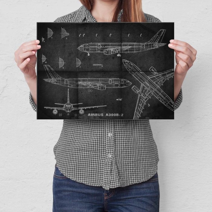 Plakat metalowy Samolot Airbus A300 Prezent