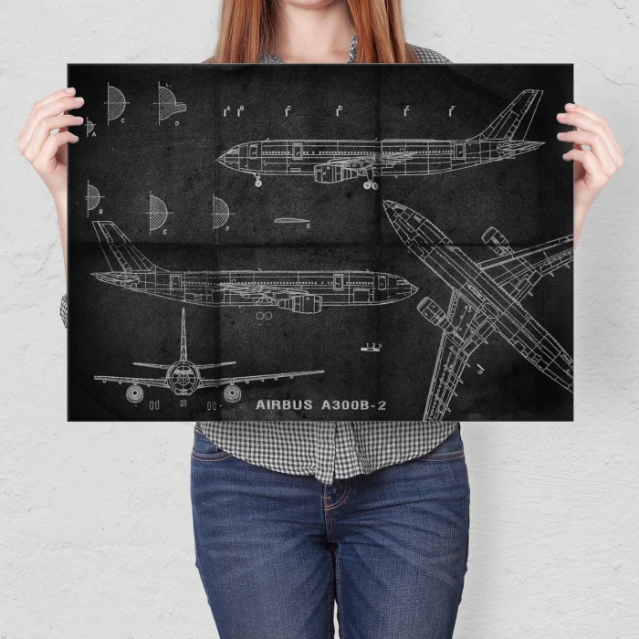 Plakat metalowy Samolot Airbus A300 Prezent