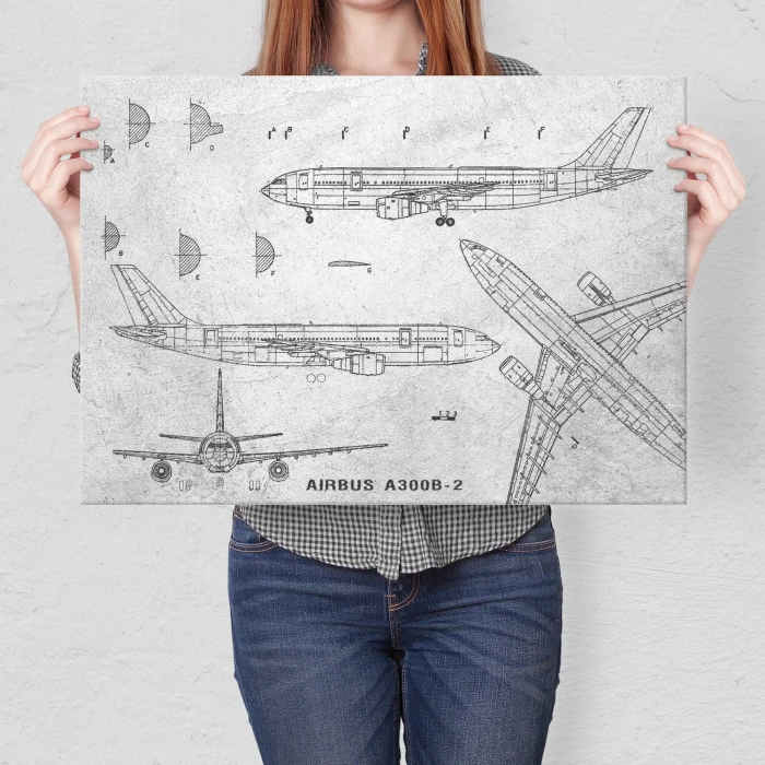 Plakat metalowy Samolot Airbus A300 Prezent