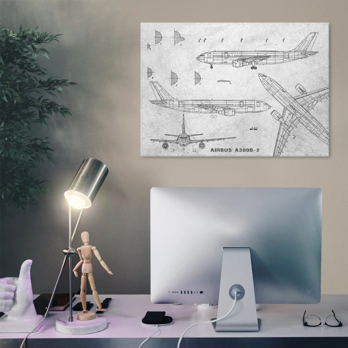 Plakat metalowy Samolot Airbus A300 Prezent