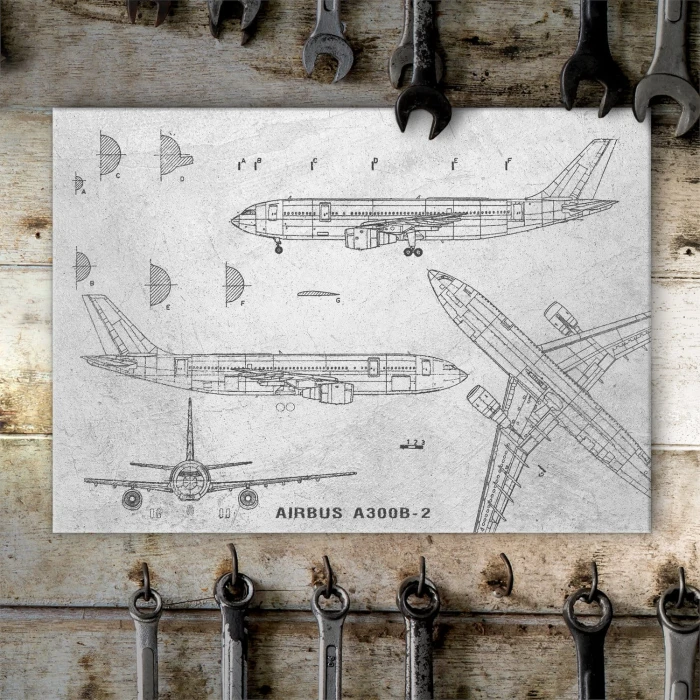 Plakat metalowy Samolot Airbus A300 Prezent
