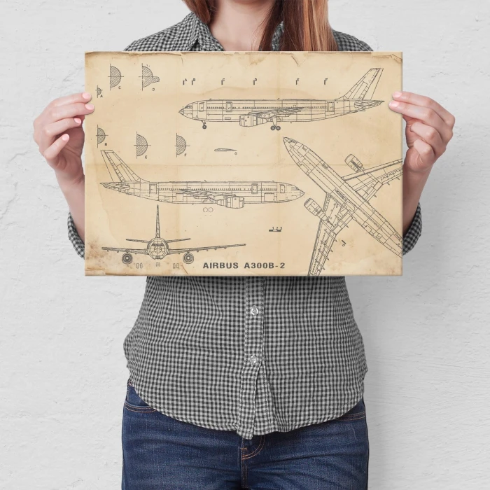 Plakat metalowy Samolot Airbus A300 Prezent