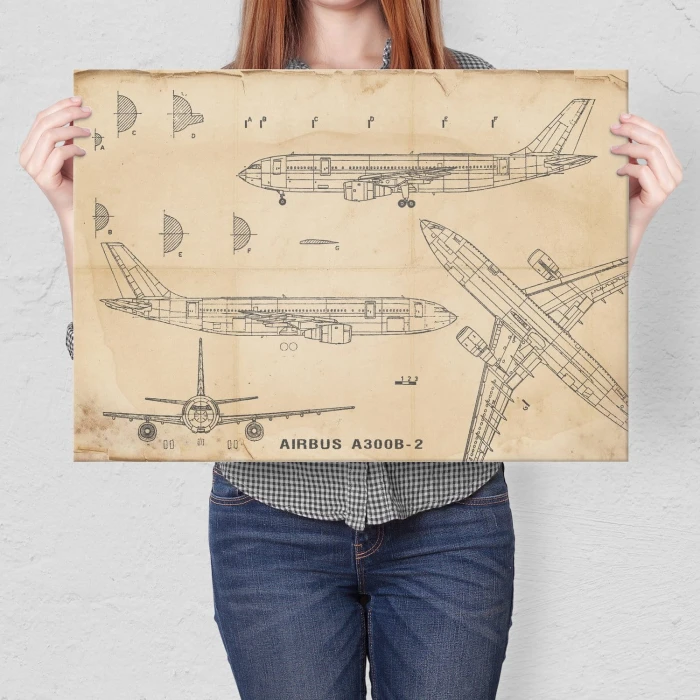 Plakat metalowy Samolot Airbus A300 Prezent