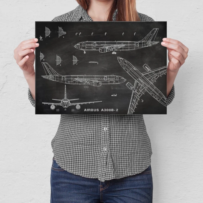 Plakat metalowy Samolot Airbus A300 Prezent