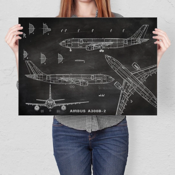 Plakat metalowy Samolot Airbus A300 Prezent
