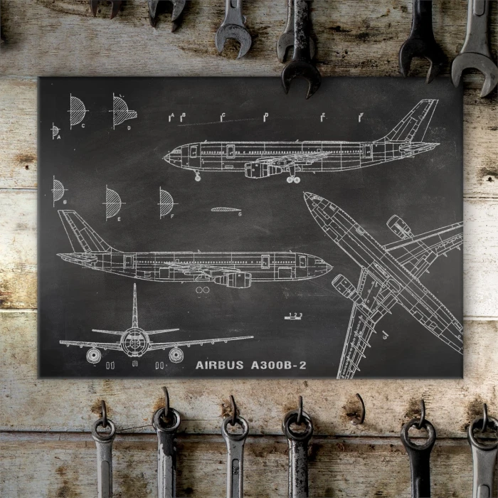 Plakat metalowy Samolot Airbus A300 Prezent