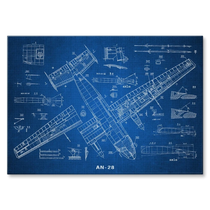 Plakat metalowy Samolot AN-28 Blueprint Prezent