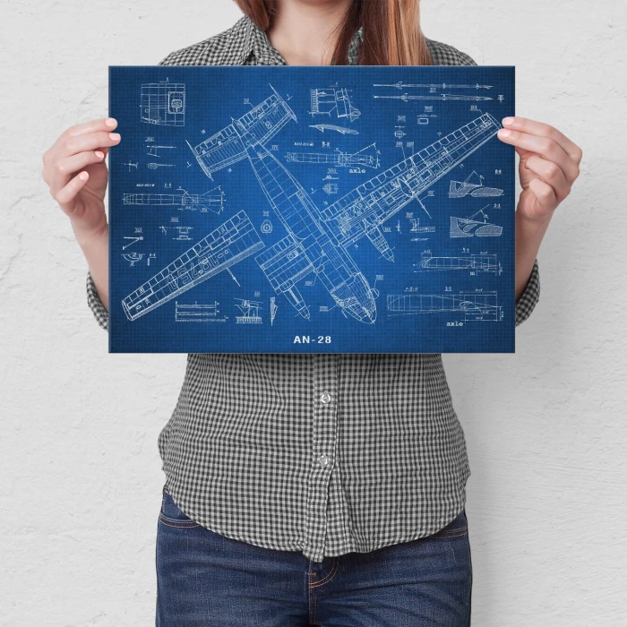 Plakat metalowy Samolot AN-28 Blueprint Prezent