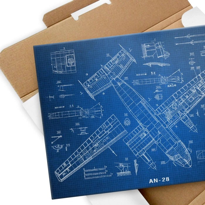 Plakat metalowy Samolot AN-28 Blueprint Prezent
