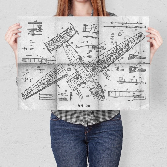 Plakat metalowy Samolot AN-28 Projekt Prezent