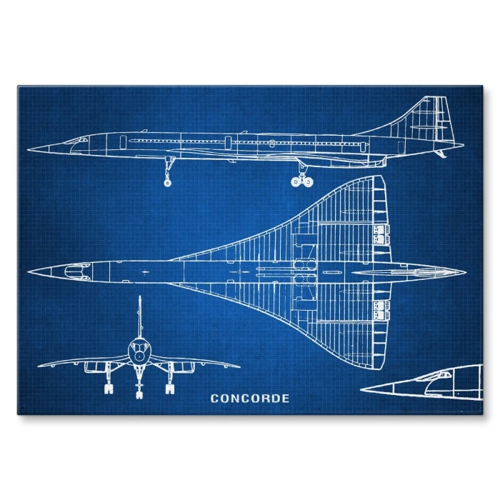 Plakat metalowy Samolot Concorde Blueprint Prezent